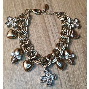 CHUNKY chain charm bracelet skulls cross hearts unisex